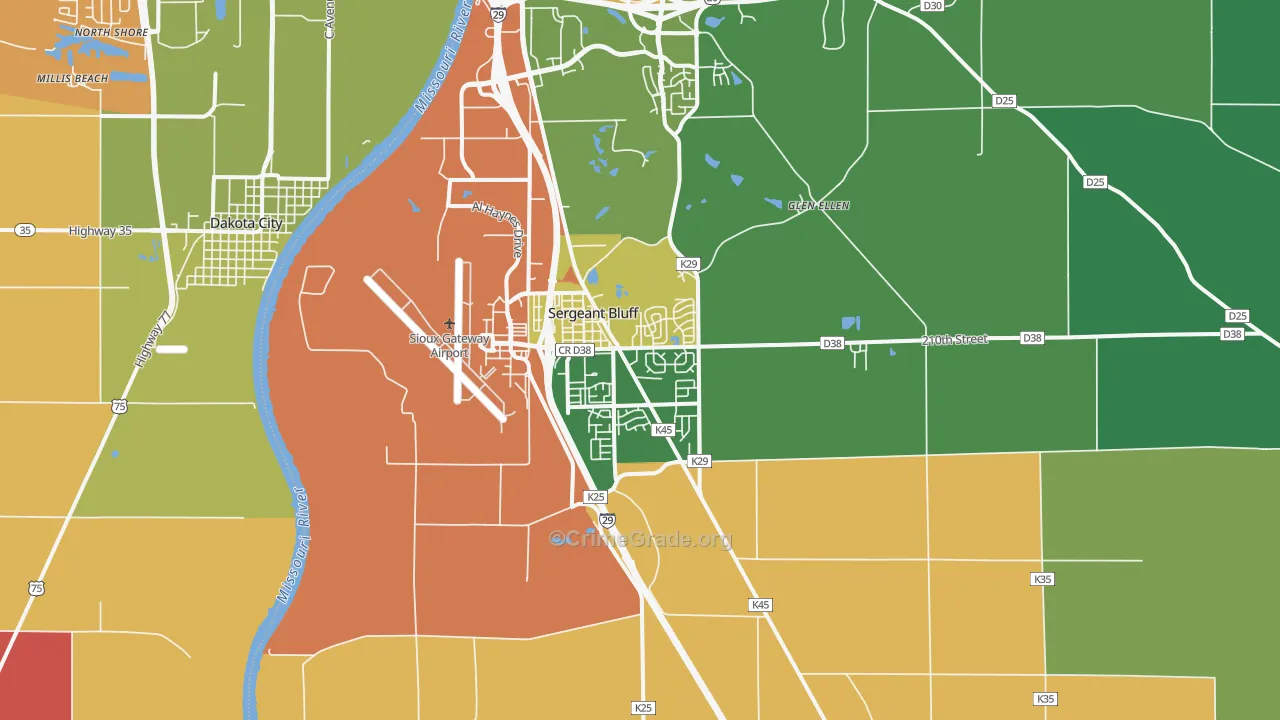 Sergeant Bluff, IA Map of Burglary Rates