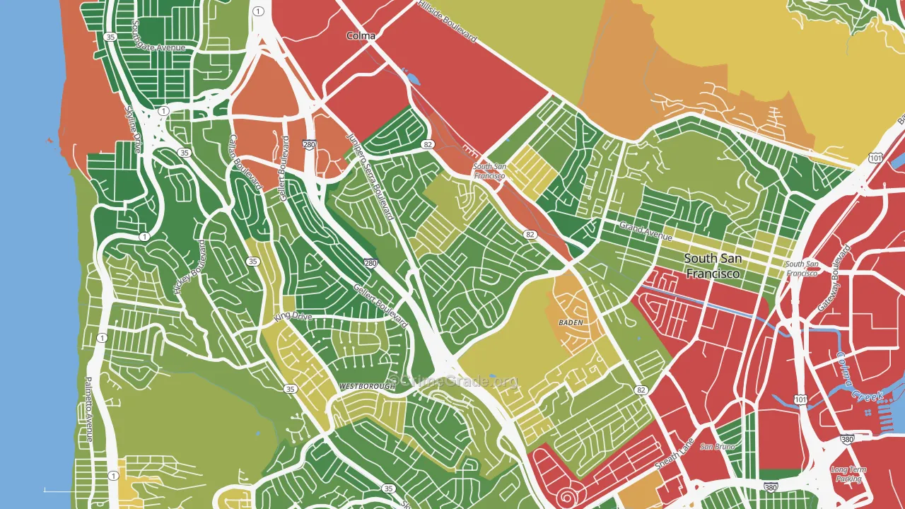 Serra Highlands, South San Francisco, CA Map of Burglary Rates