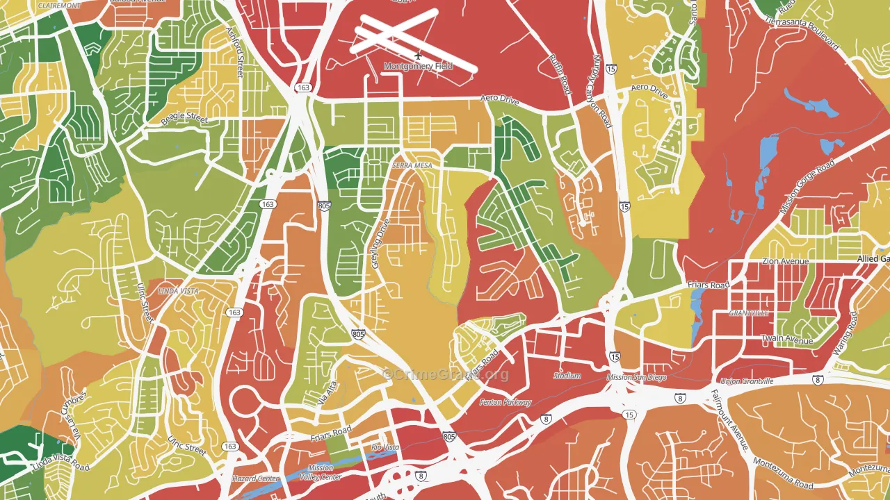 Serra Mesa, San Diego, CA Map of Burglary Rates