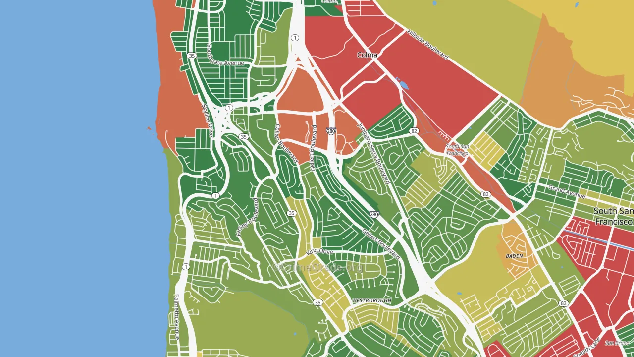 Serramonte, Daly City, CA Map of Burglary Rates