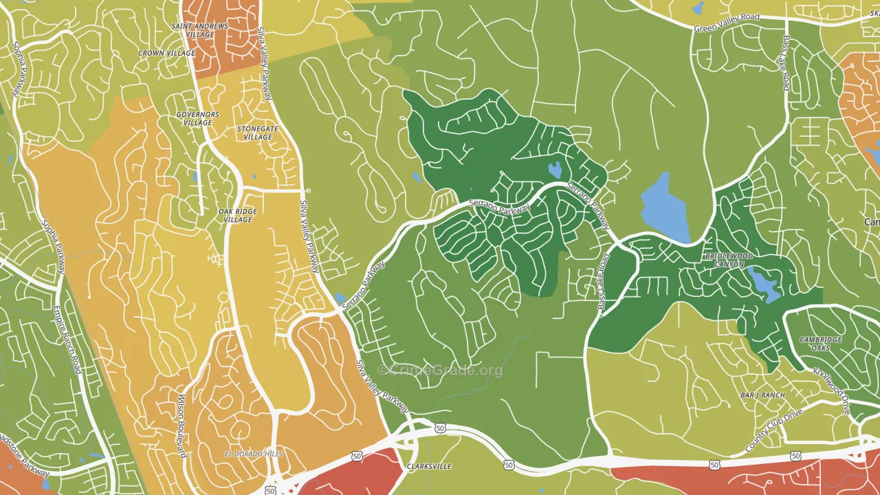 Serrano Village, El Dorado Hills, CA Map of Burglary Rates