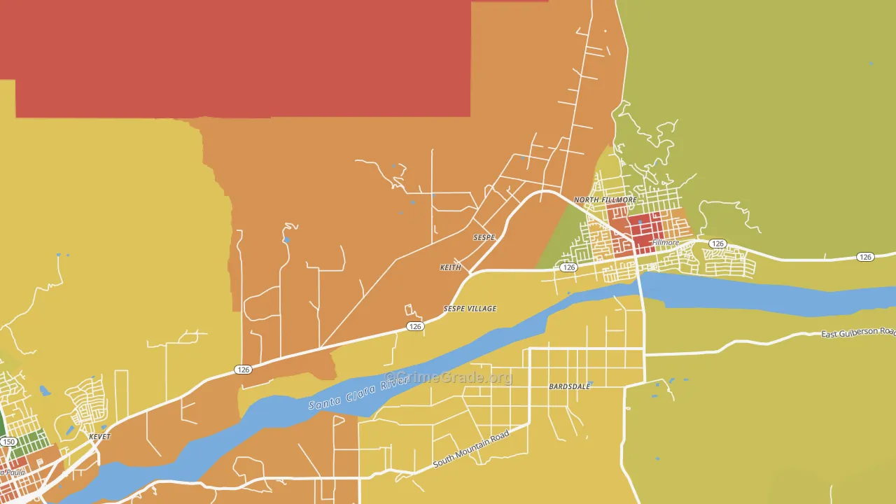 Sespe, CA Map of Burglary Rates
