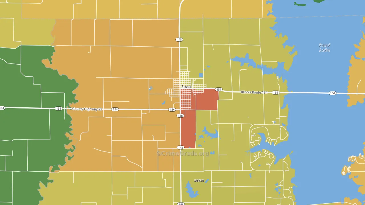 Sesser, IL Map of Burglary Rates
