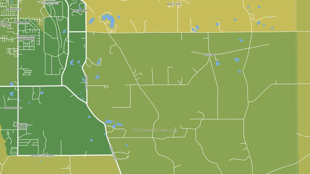 Sessums, MS Map of Burglary Rates