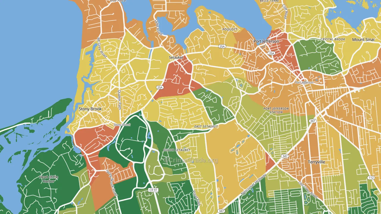 Setauket-East Setauket, NY Map of Burglary Rates