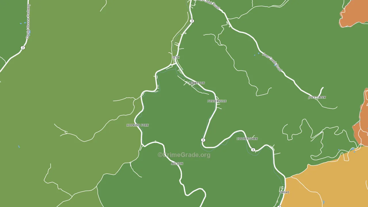 Seth, WV Map of Burglary Rates