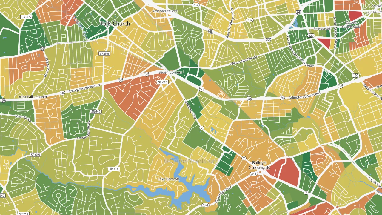 Seven Corners, VA Map of Burglary Rates