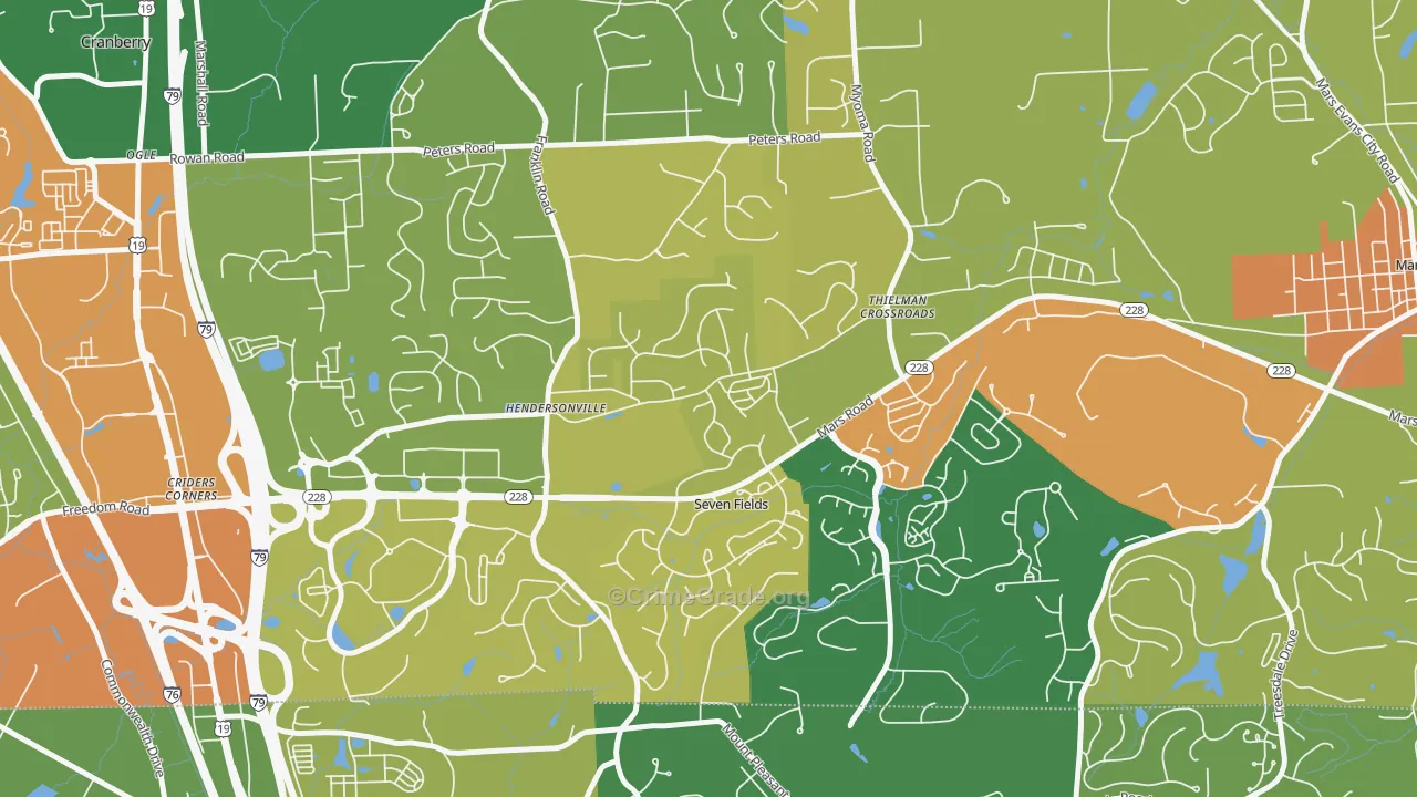 Seven Fields, PA Map of Burglary Rates