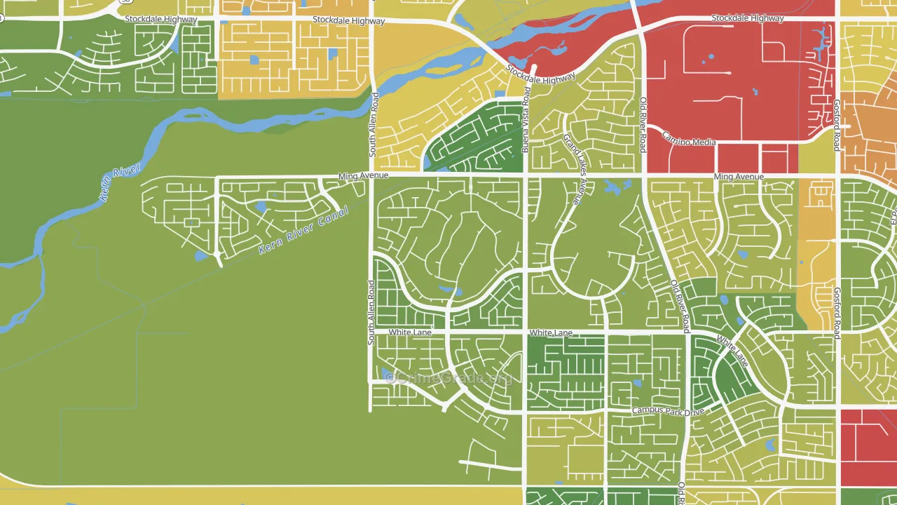 Seven Oaks at Grand Island, Bakersfield, CA Map of Burglary Rates