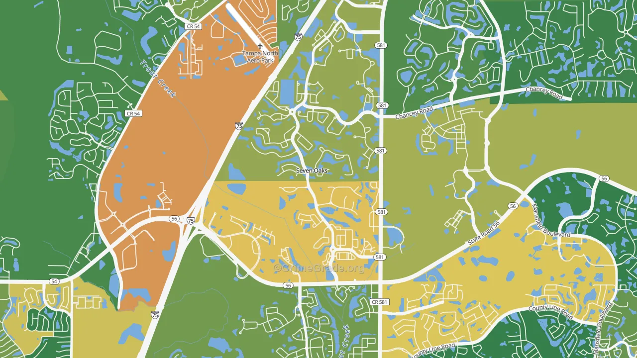 Seven Oaks, Wesley Chapel, FL Map of Burglary Rates