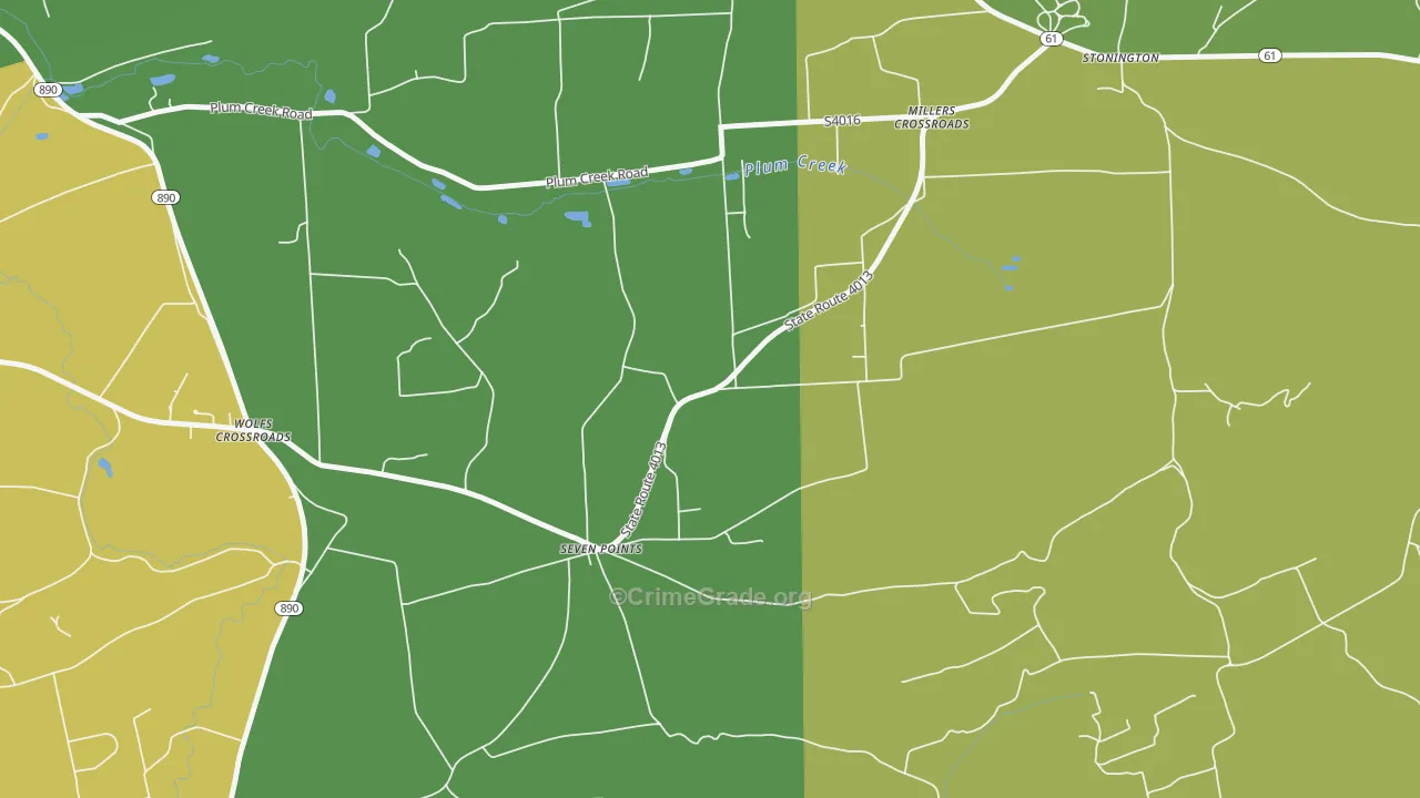 Seven Points, PA Map of Burglary Rates