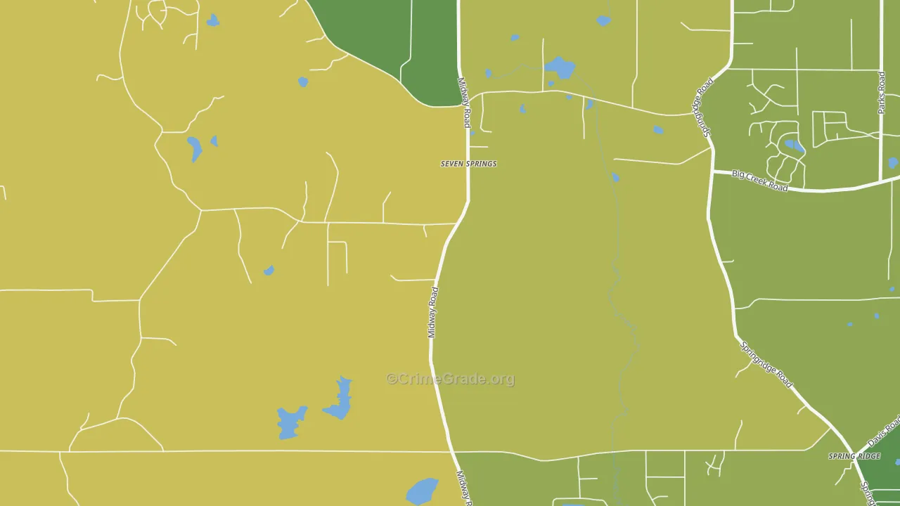 Seven Springs, MS Map of Burglary Rates
