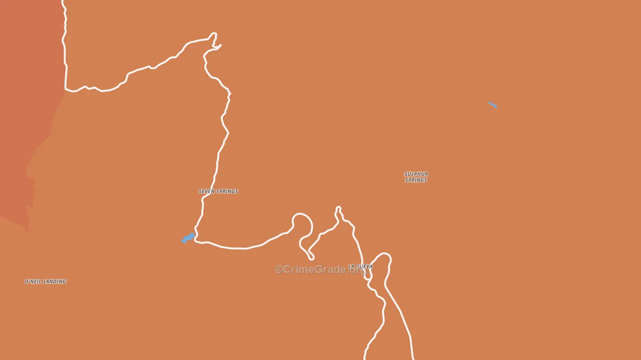 Seven Springs, NM Map of Burglary Rates
