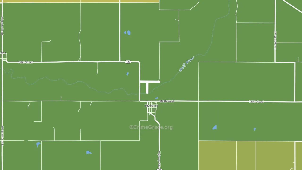 Severance, KS Map of Burglary Rates