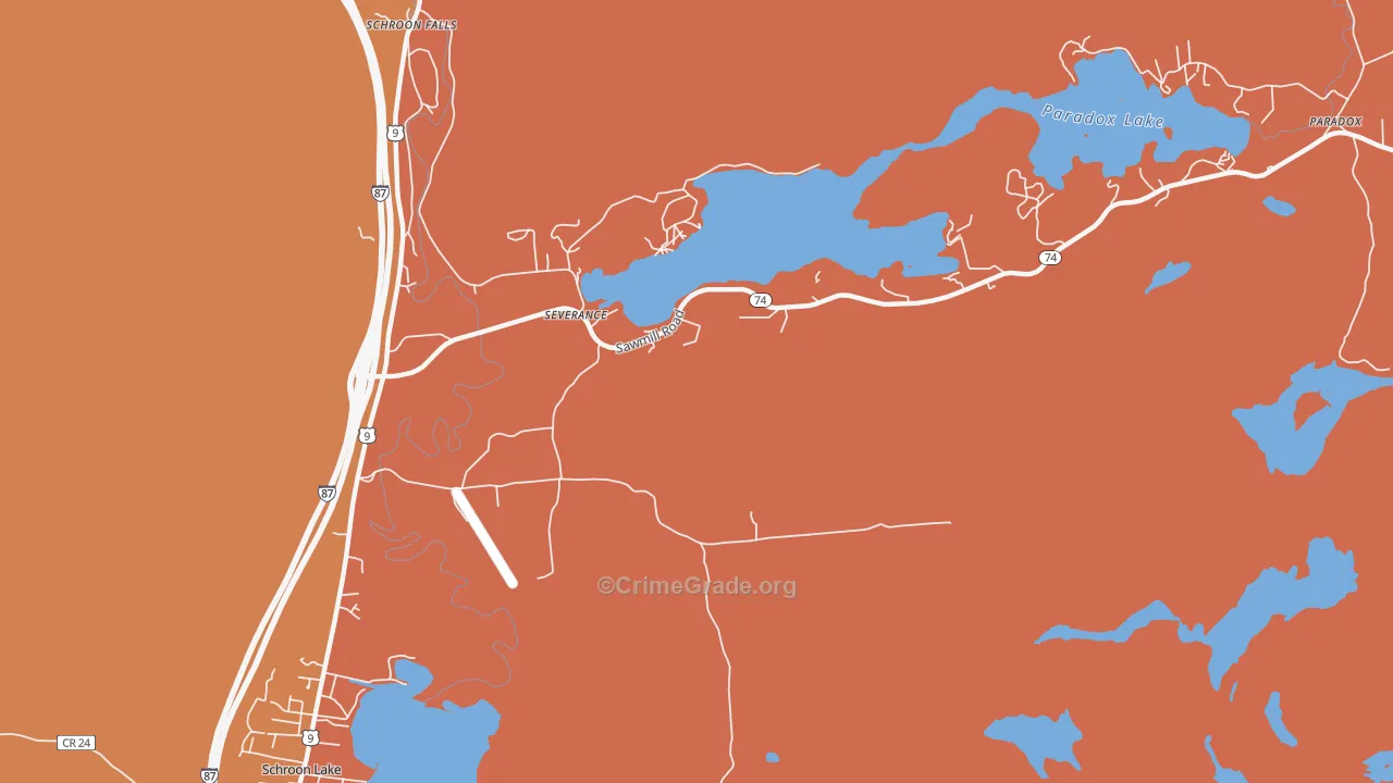Severance, NY Map of Burglary Rates