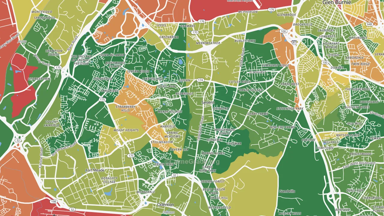 Severn, MD Map of Burglary Rates