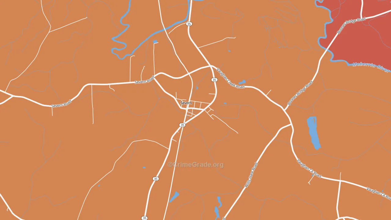Severn, NC Map of Burglary Rates