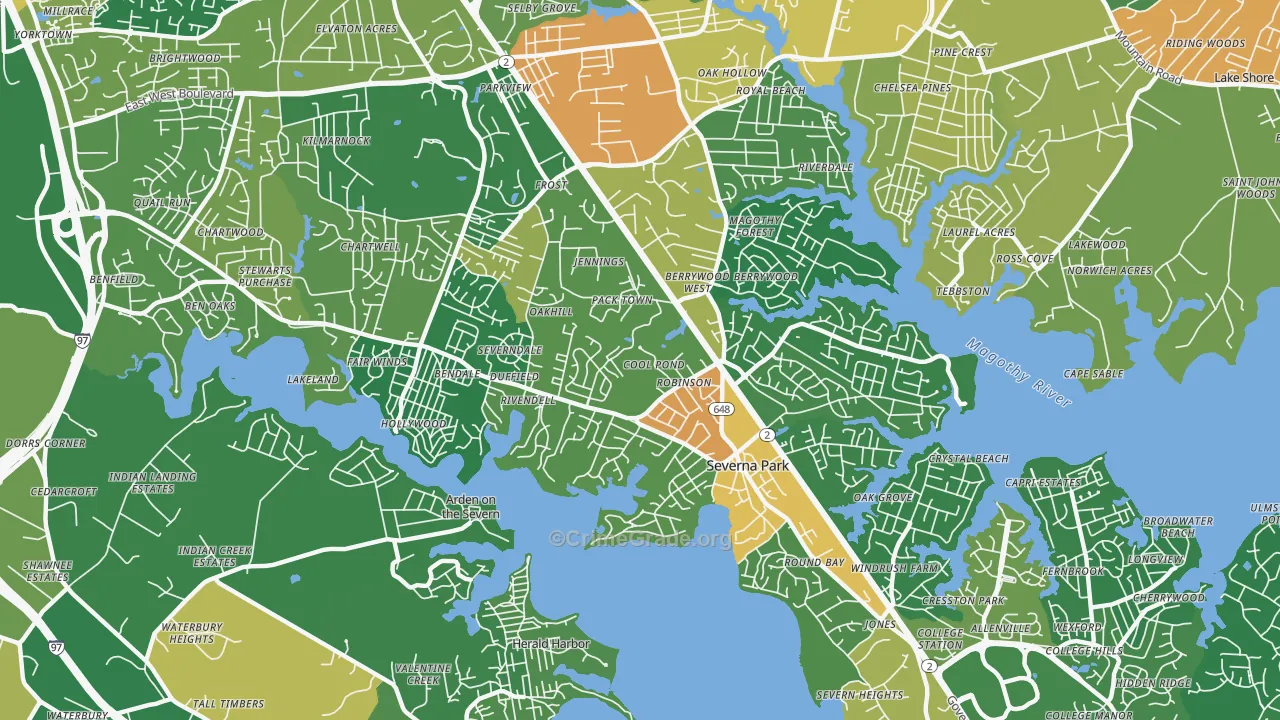 Severna Park, MD Map of Burglary Rates