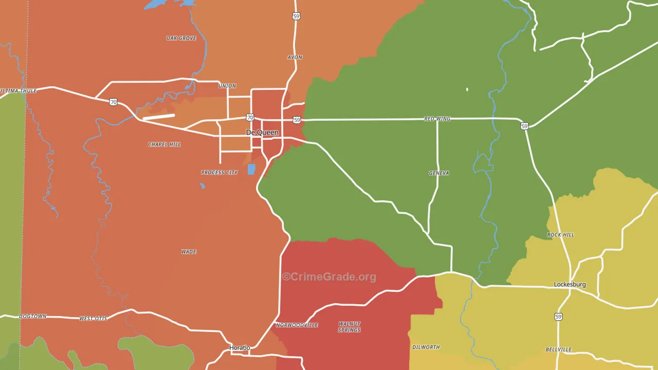 Sevier County, AR Map of Burglary Rates