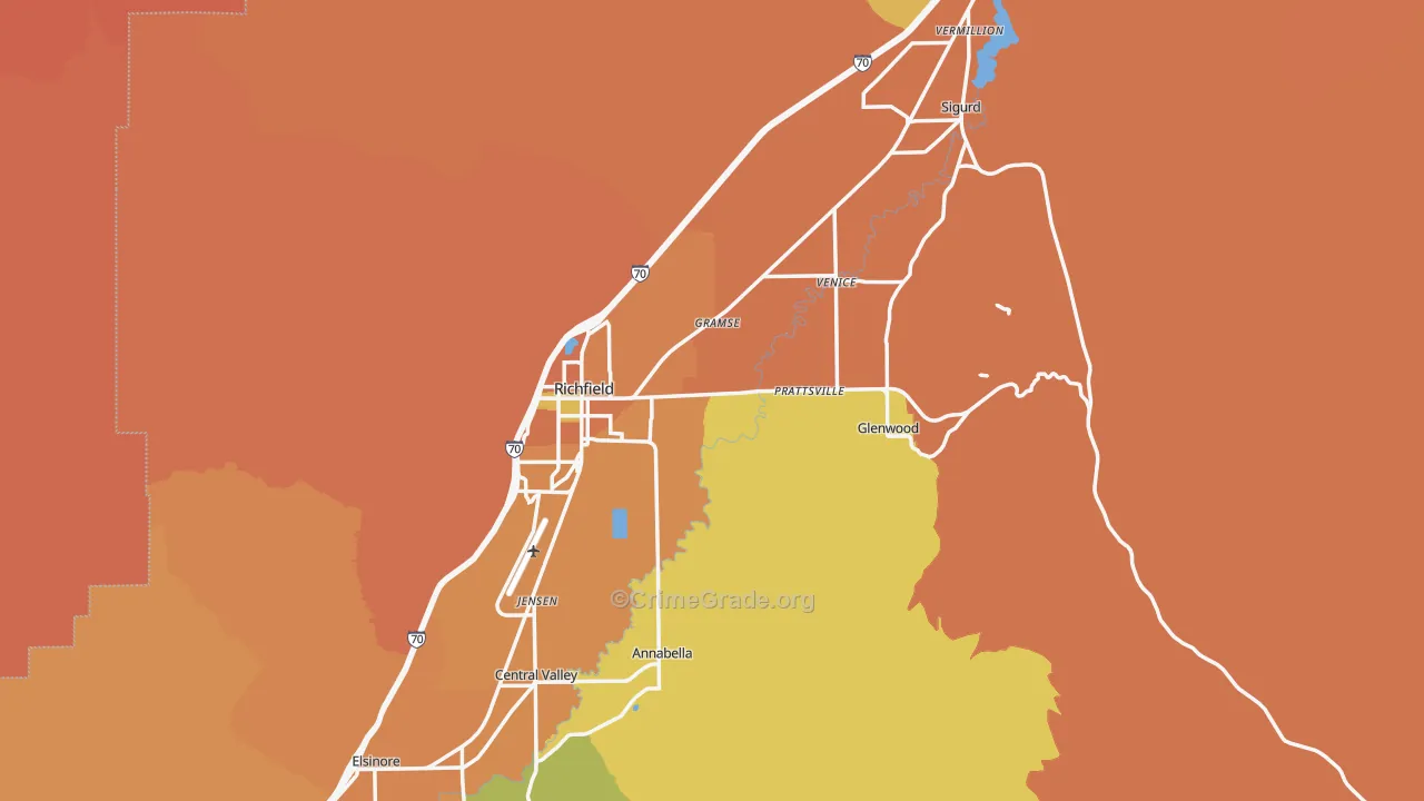 Sevier County, UT Map of Burglary Rates