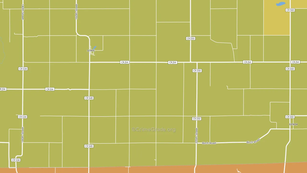 Sewal, IA Map of Burglary Rates