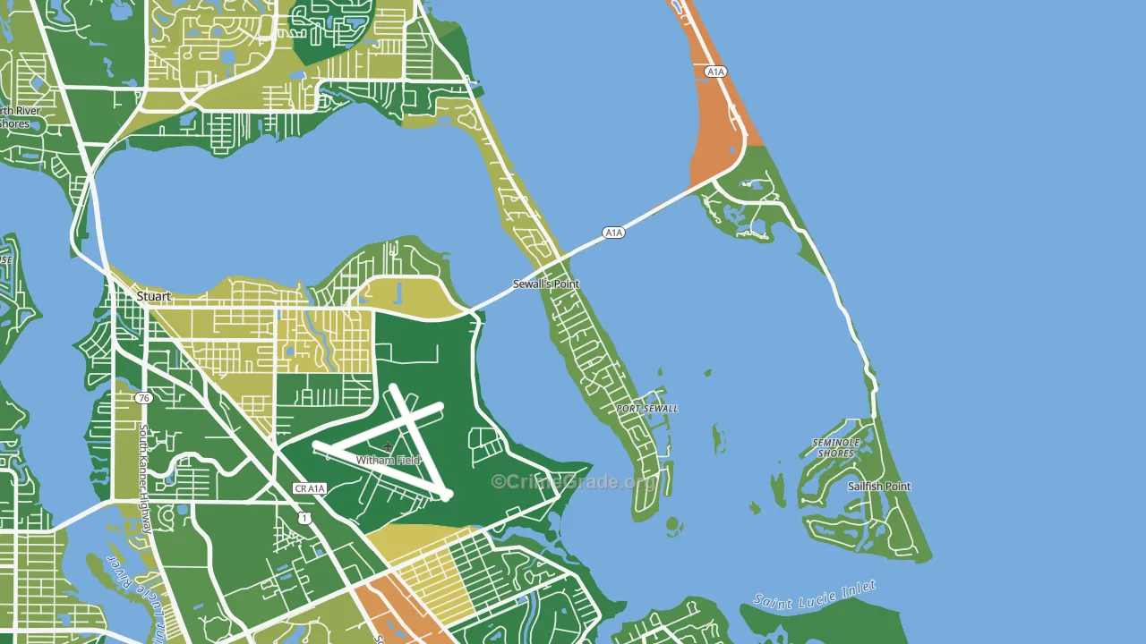 Sewalls Point, FL Map of Burglary Rates