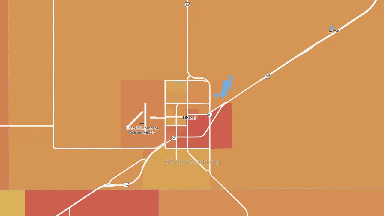 Seward County, KS Map of Burglary Rates