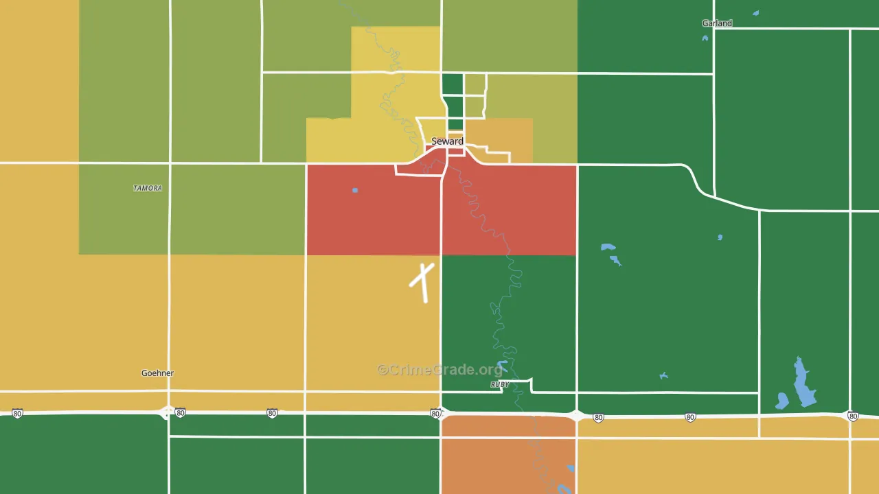 Seward County, NE Map of Burglary Rates