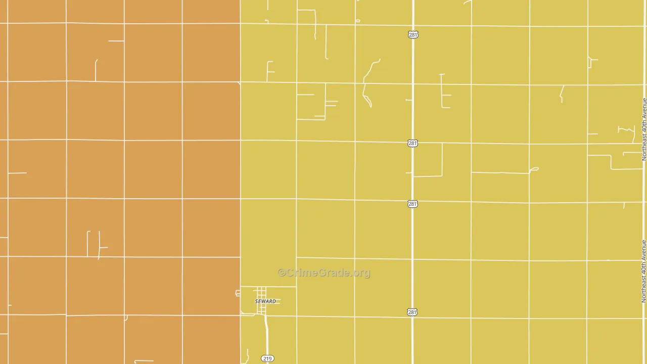 Seward, KS Map of Burglary Rates