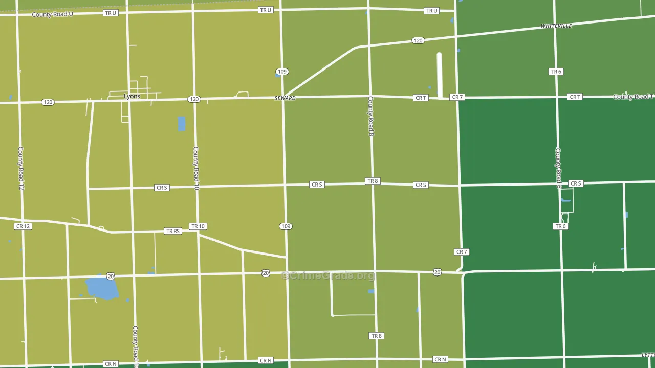 Seward, OH Map of Burglary Rates