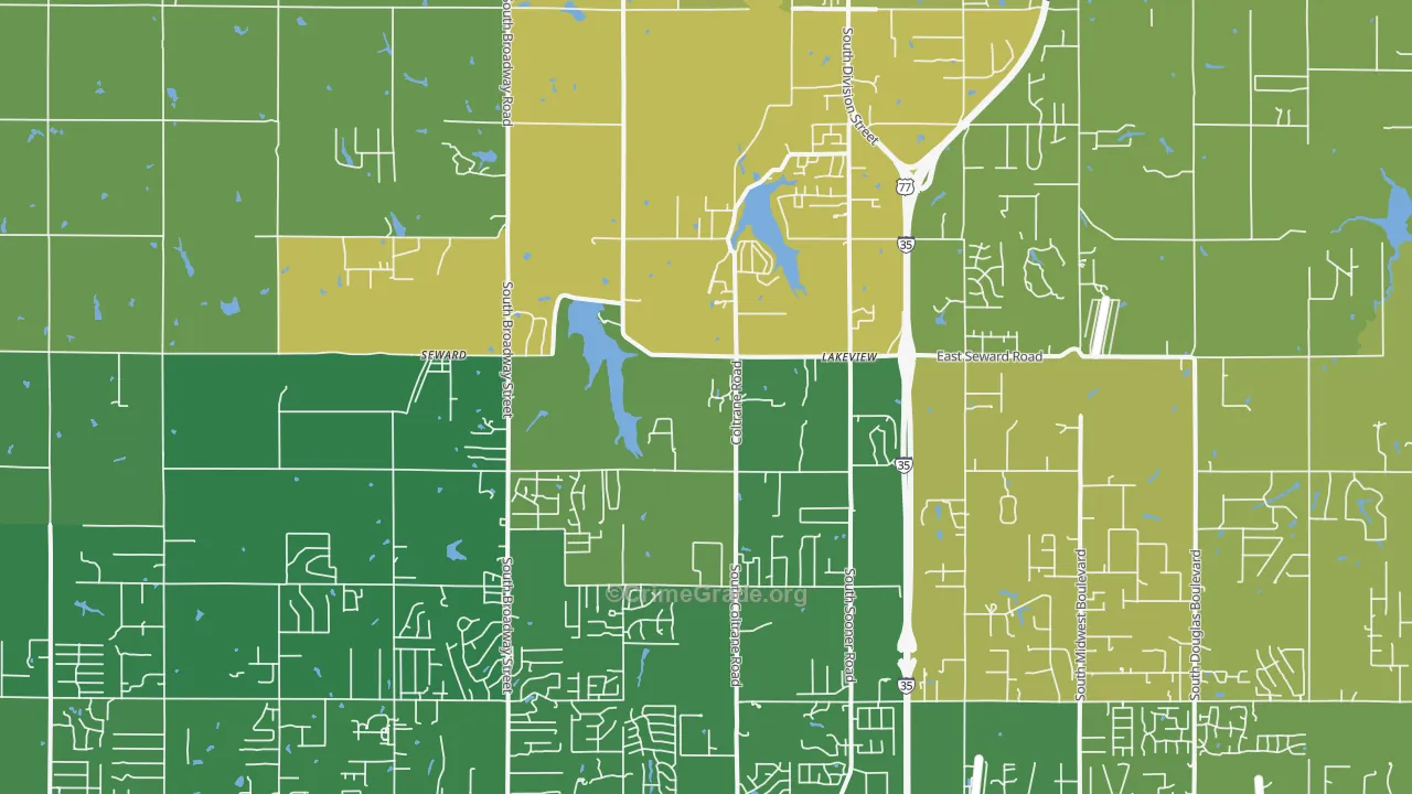 Seward, OK Map of Burglary Rates