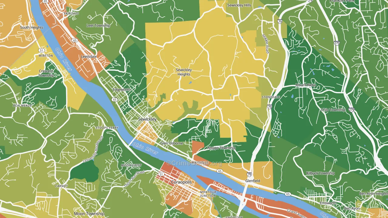Sewickley, PA Map of Burglary Rates