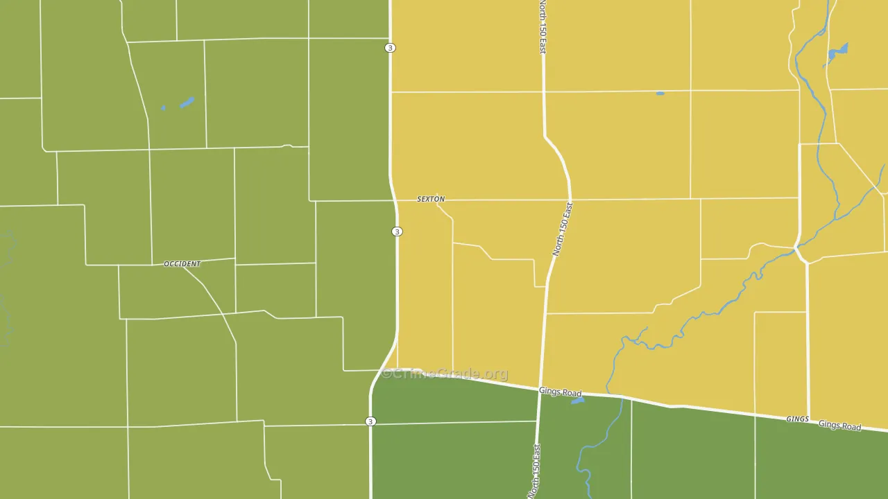 Sexton, IN Map of Burglary Rates