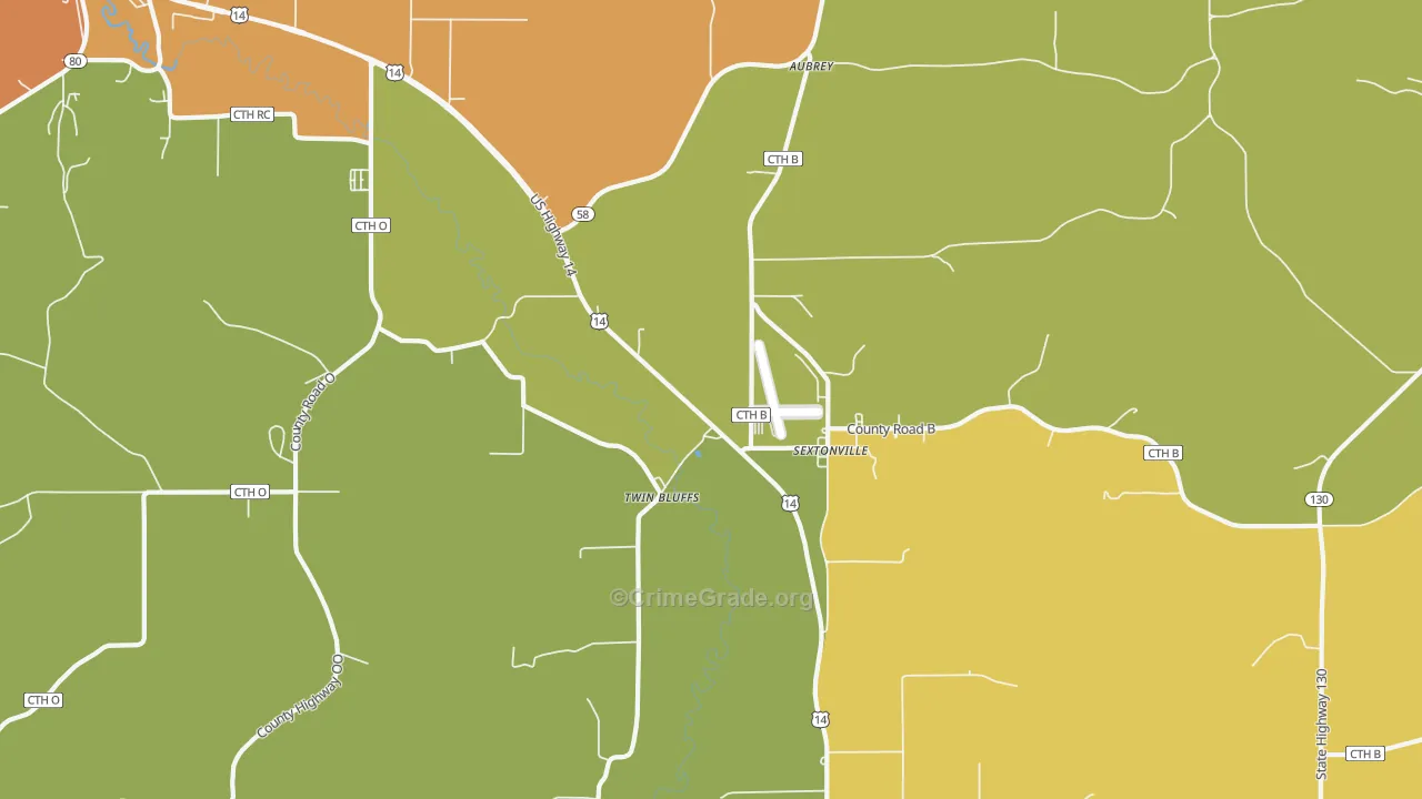 Sextonville, WI Map of Burglary Rates