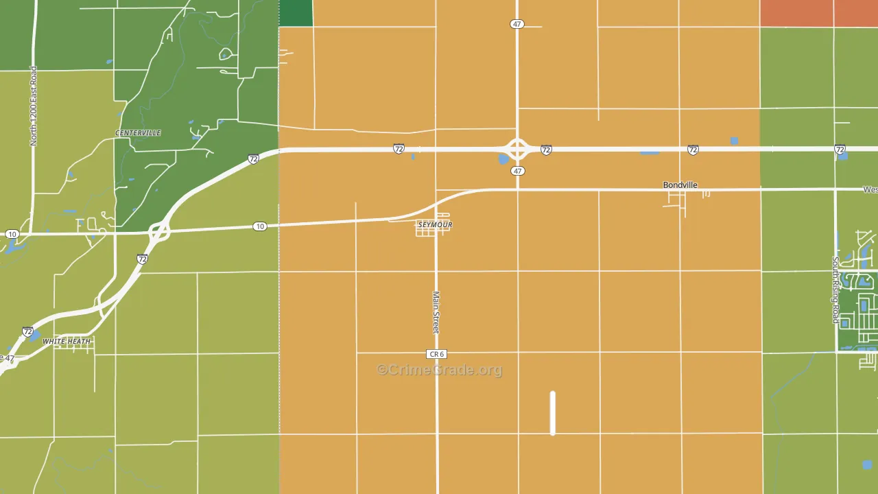 Seymour, IL Map of Burglary Rates