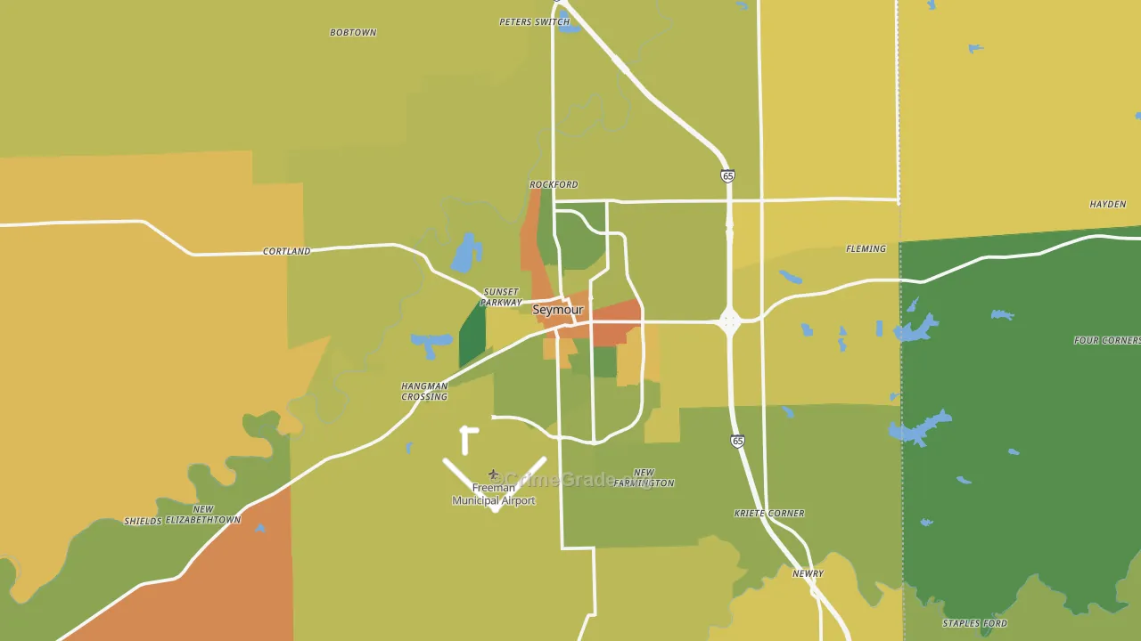 Seymour, IN Map of Burglary Rates
