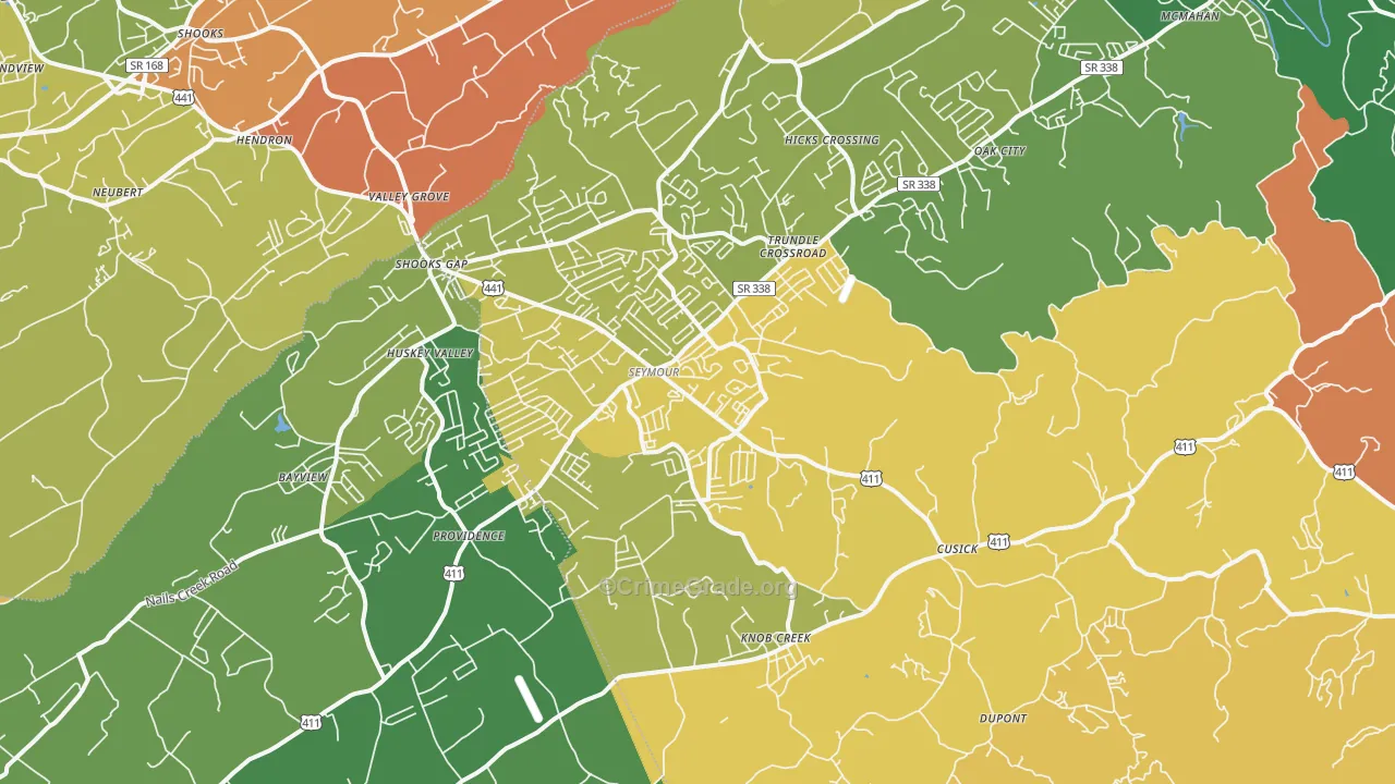 Seymour, TN Map of Burglary Rates