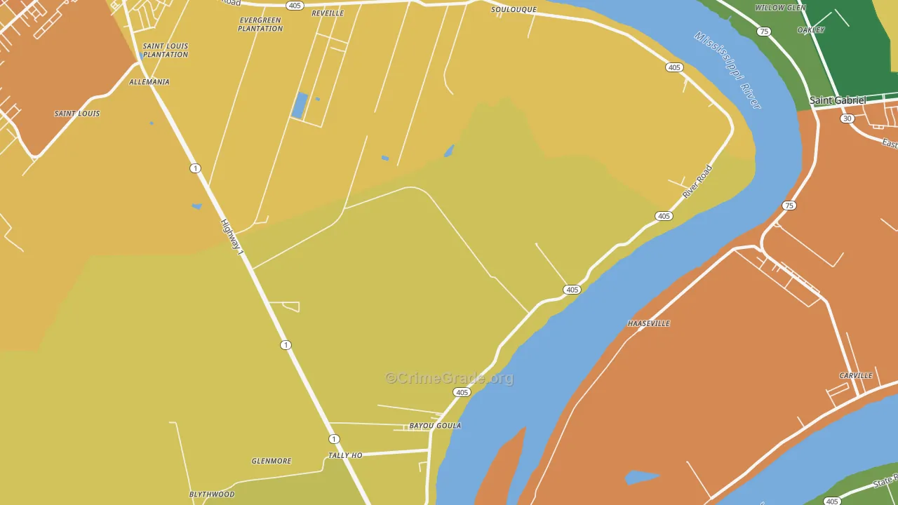 Seymourville, LA Map of Burglary Rates