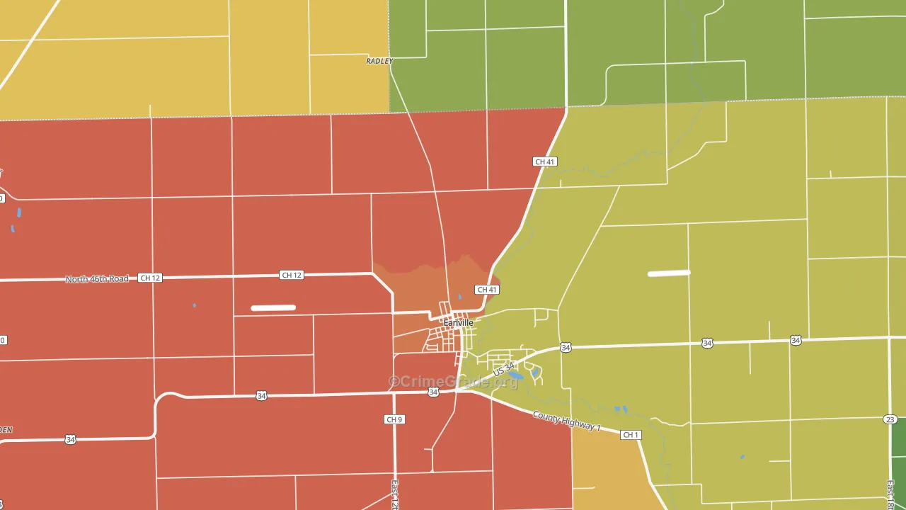 Shabbona Grove, IL Map of Burglary Rates