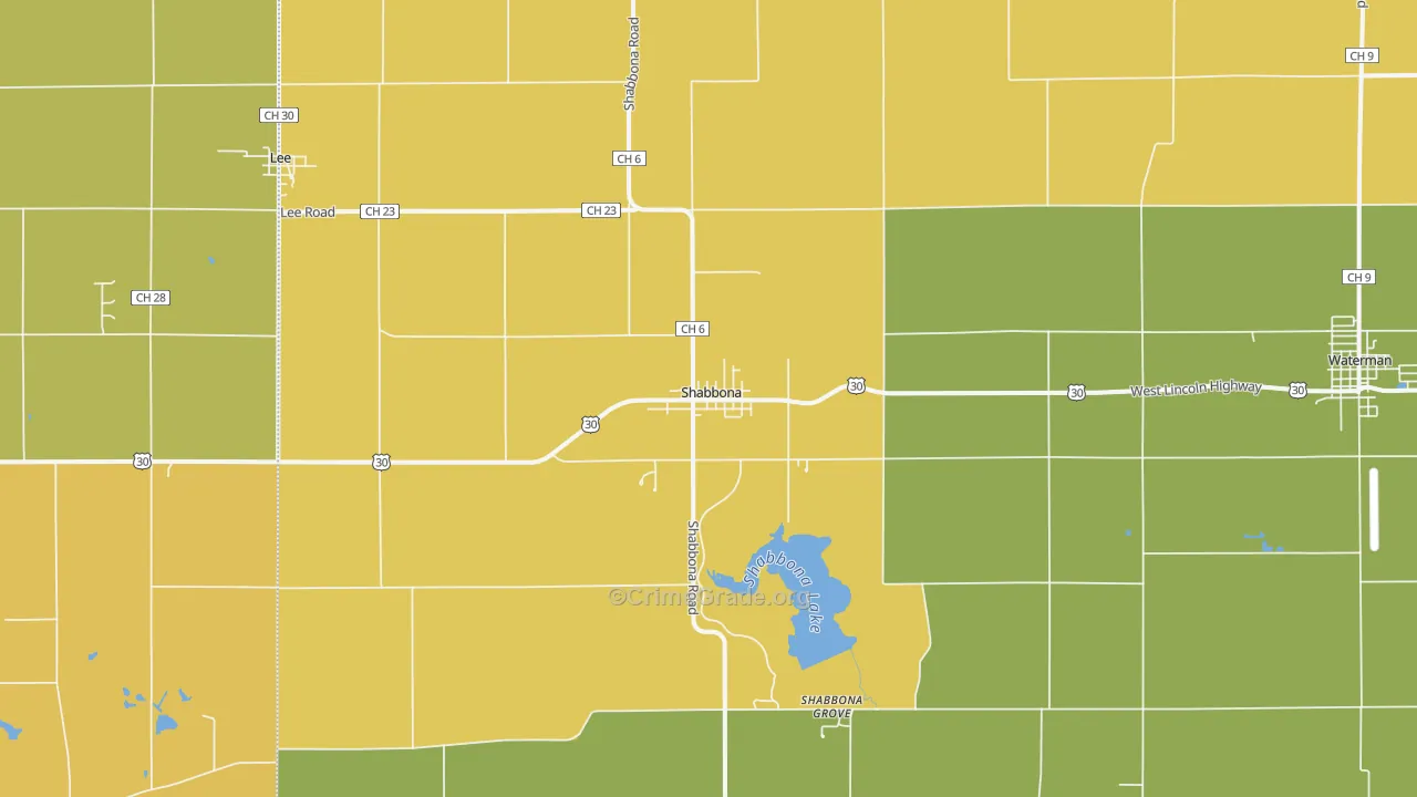 Shabbona, IL Map of Burglary Rates