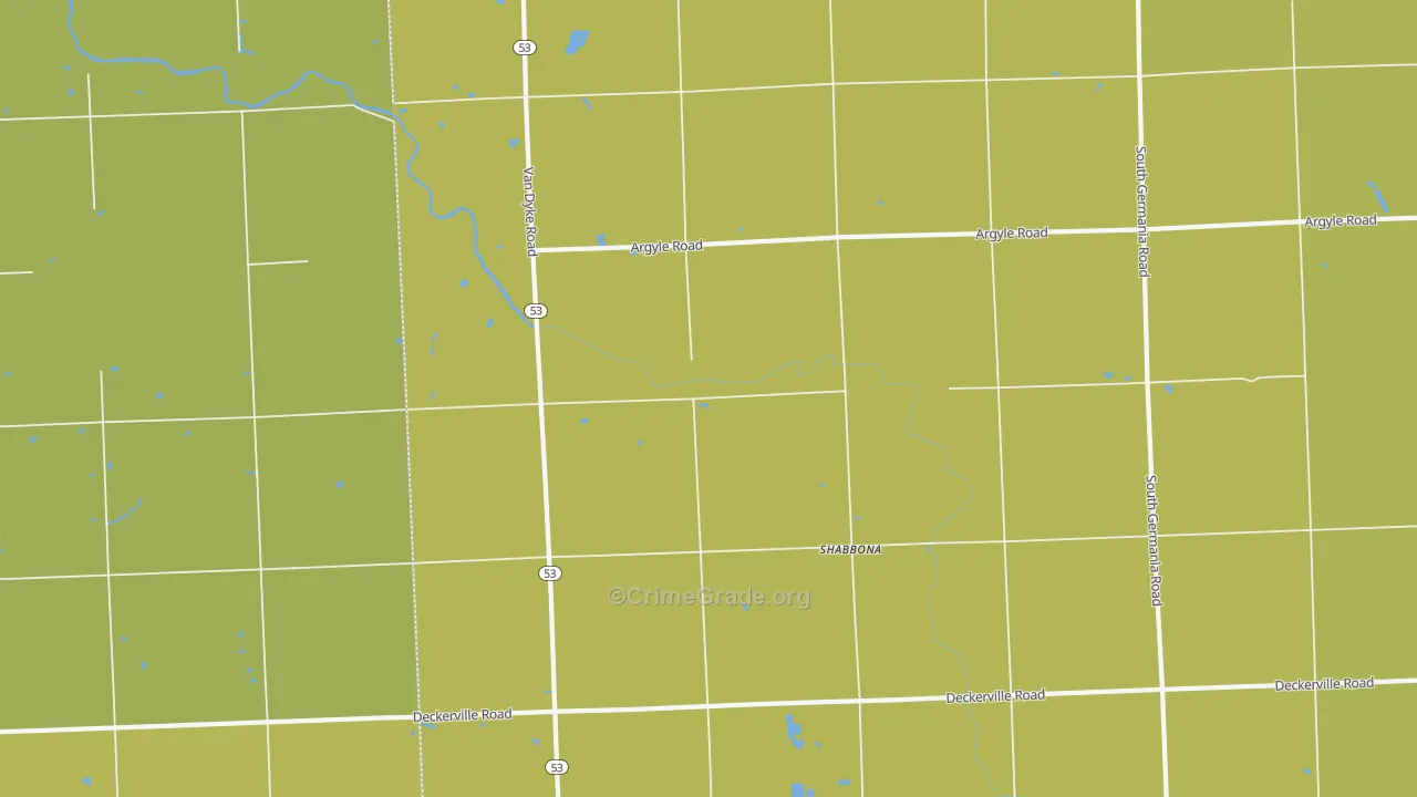 Shabbona, MI Map of Burglary Rates