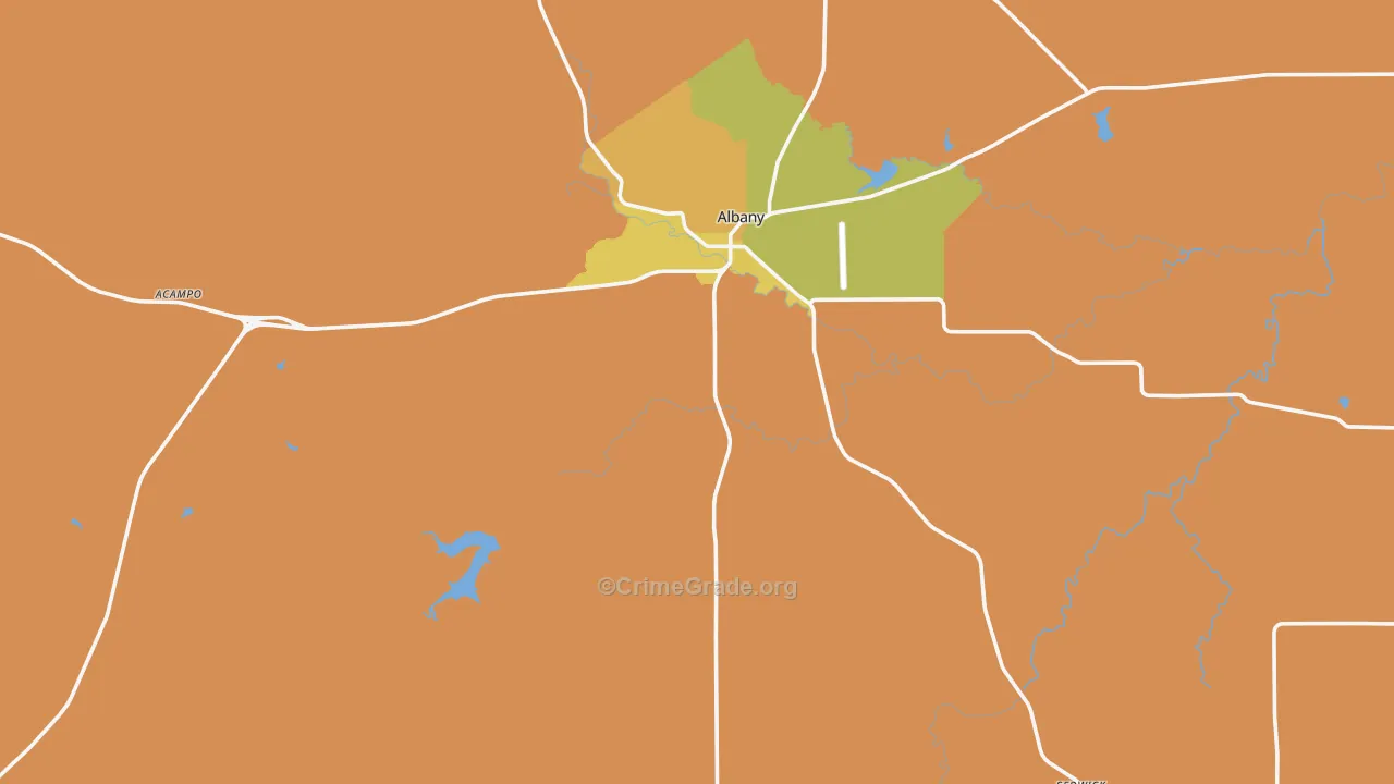 Shackelford County, TX Map of Burglary Rates