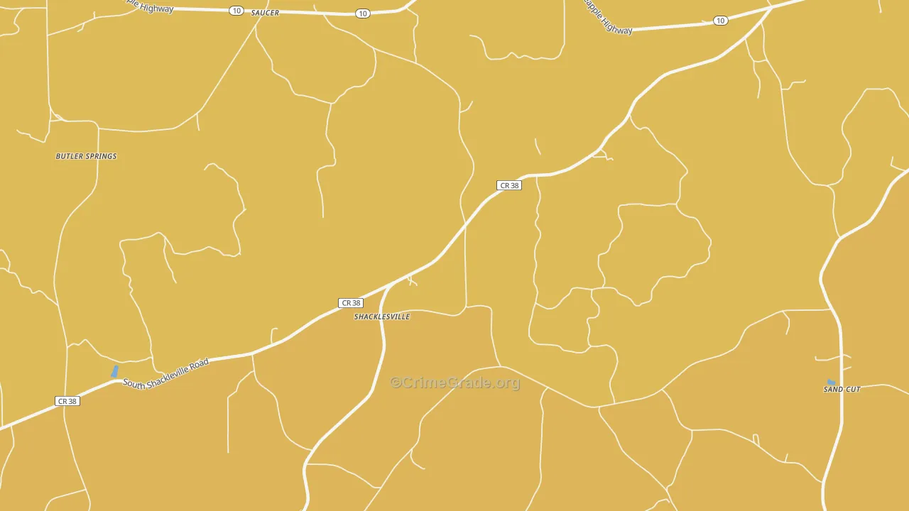 Shacklesville, AL Map of Burglary Rates