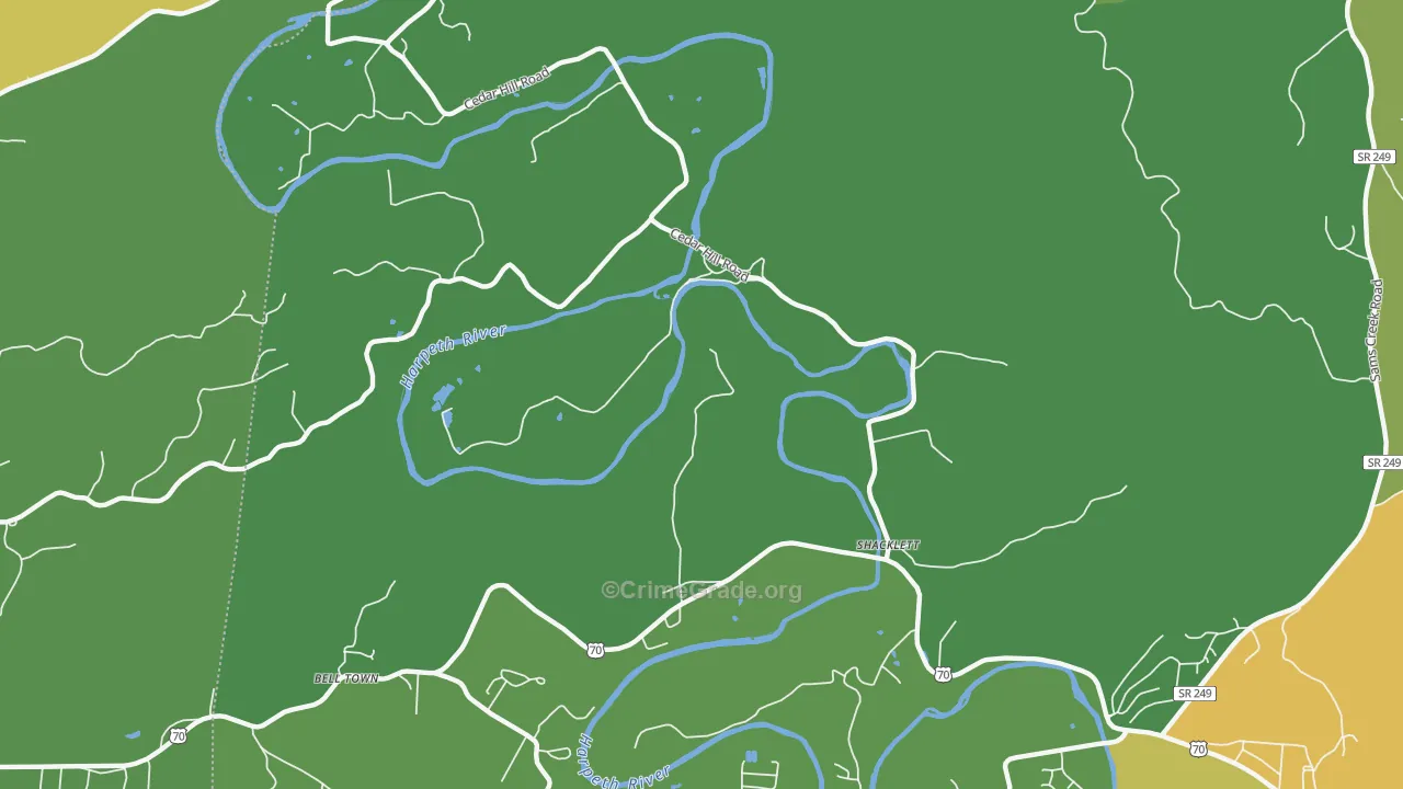 Shacklett, TN Map of Burglary Rates