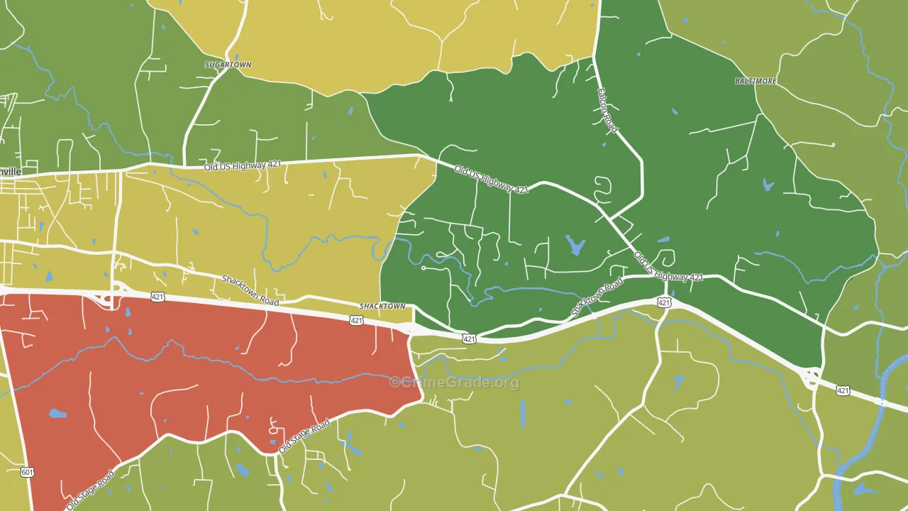 Shacktown, NC Map of Burglary Rates