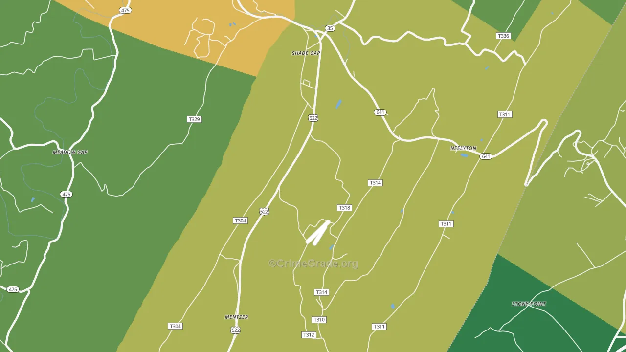 Shade Gap, PA Map of Burglary Rates