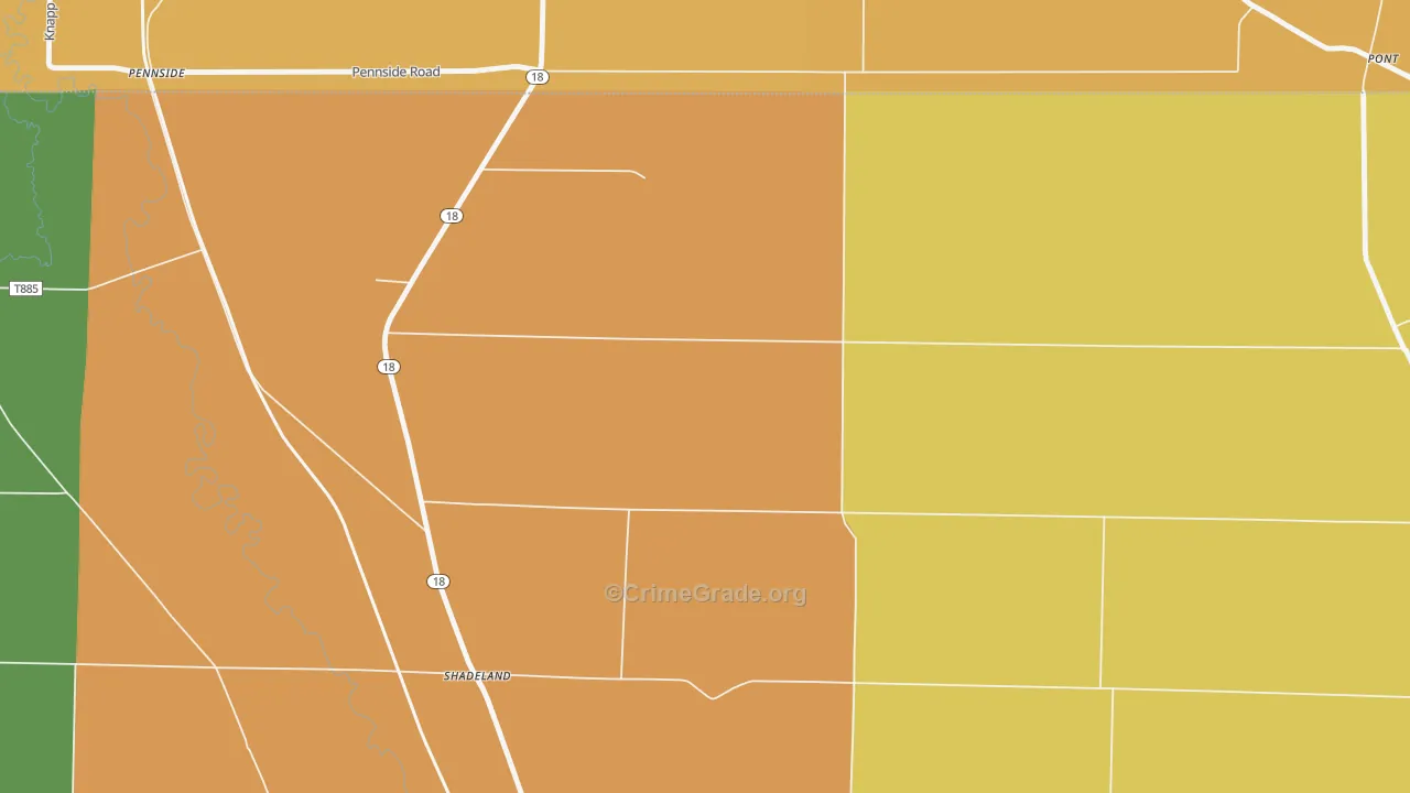 Shadeland, PA Map of Burglary Rates