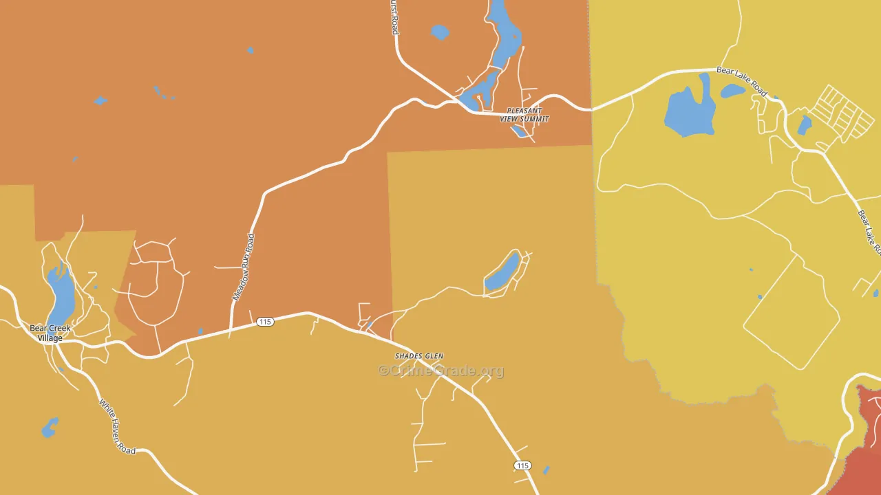Shades Glen, PA Map of Burglary Rates