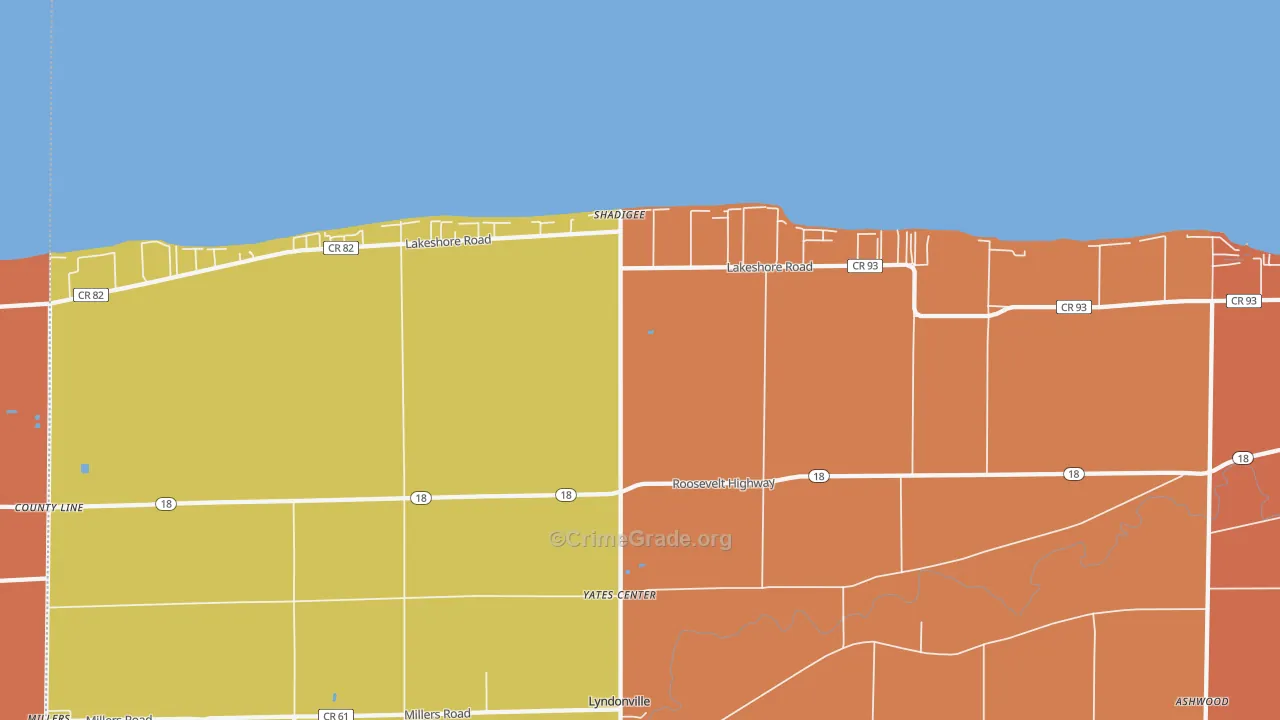 Shadigee, NY Map of Burglary Rates