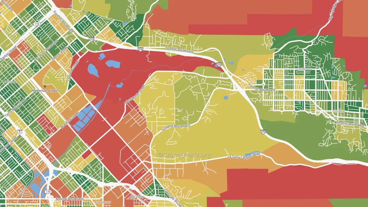 Shadow Hills, Sunland, CA Map of Burglary Rates
